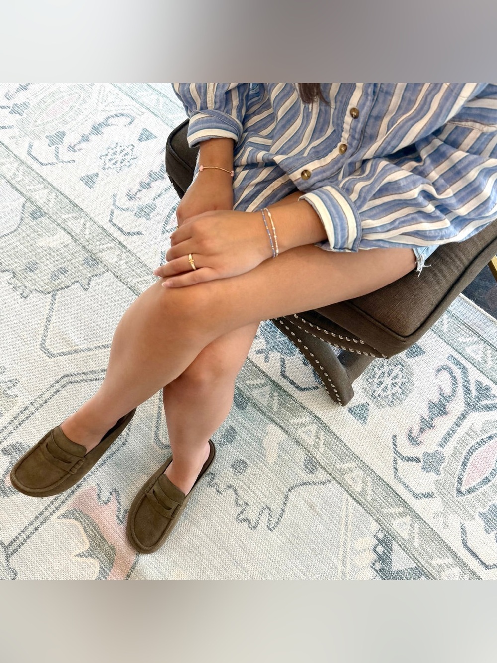 NEW JEFFREY CAMPBELL MILES OLIVE PENNY LOAFER MULES 8